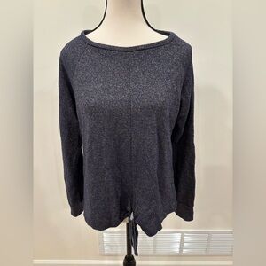 Terez Navy & Gold Women’s Activewear Lightweight Long Sleeve Top w Tie, M